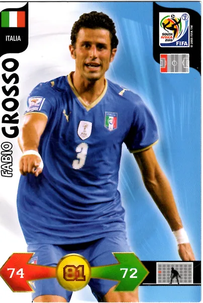 Fabio Grosso card #198 - Panini Adrenalyn XL 2010 FIFA World Cup (SA Edition)