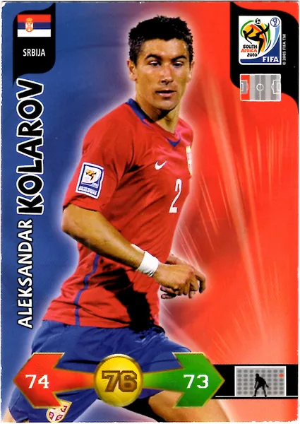 Aleksandar Kolarov card #322 - Panini Adrenalyn XL 2010 FIFA World Cup (SA Edition)