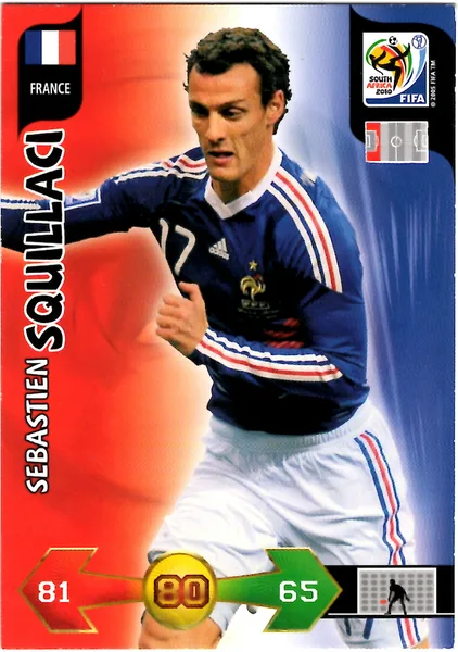Sebastien Squillaci card #154 - Panini Adrenalyn XL 2010 FIFA World Cup (UK Edition)