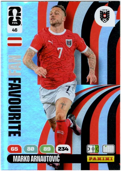 Marko Arnautovic card #46 - Panini Adrenalyn XL FIFA World Cup 2026