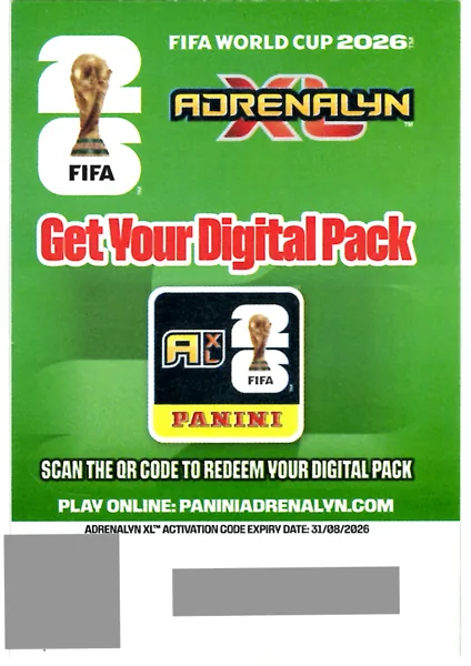 Get Your Digital Pack (code removed) card #DIGITAL-PACK - Panini Adrenalyn XL FIFA World Cup 2026