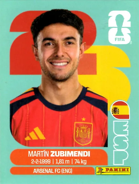 Martín Zubimendi sticker #ESP9 - Panini FIFA World Cup 2026