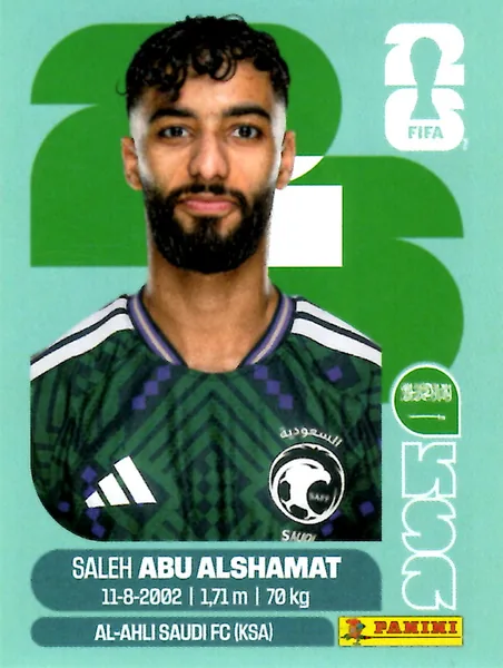 Saleh Abu Alshamat sticker #KSA14 - Panini FIFA World Cup 2026