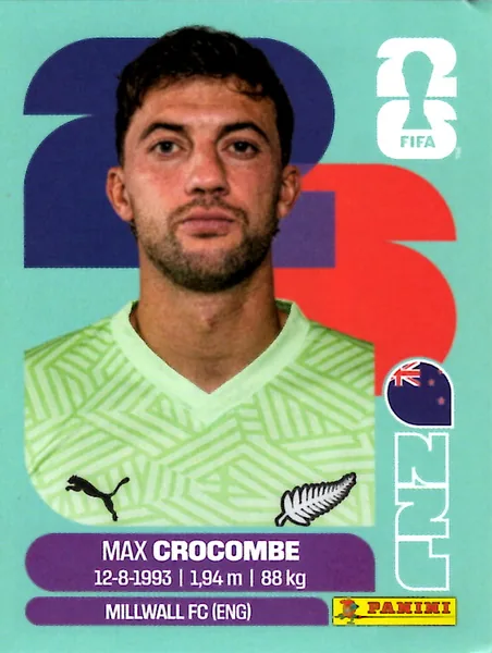 Max Crocombe sticker #NZL2 - Panini FIFA World Cup 2026