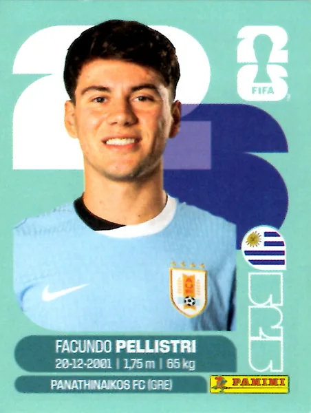 Facundo Pellistri sticker #URU20 - Panini FIFA World Cup 2026
