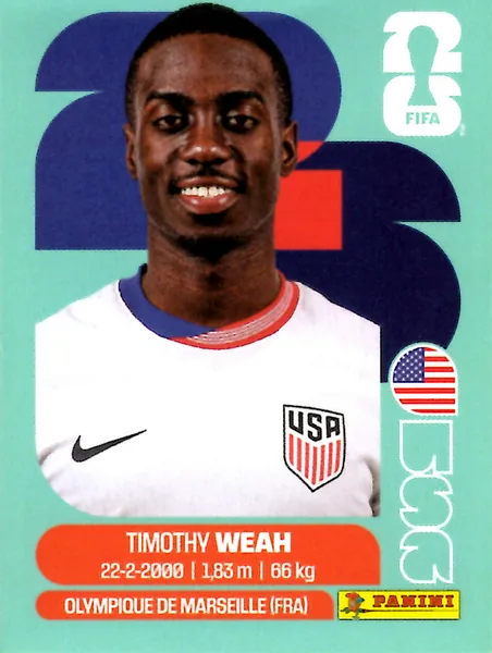 Timothy Weah sticker #USA12 - Panini FIFA World Cup 2026