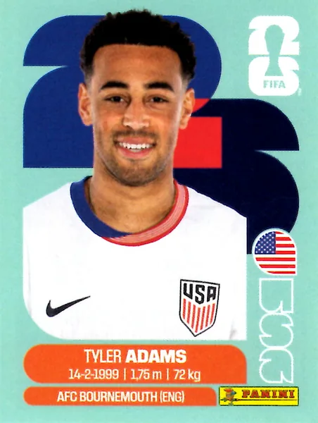 Tyler Adams sticker #USA8 - Panini FIFA World Cup 2026