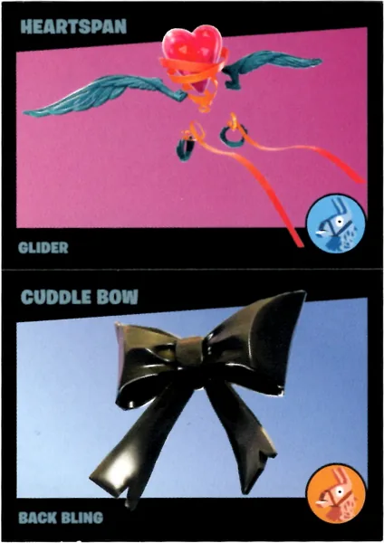 Heartspan / Cuddle bow (A+B) sticker #266 - Panini Fortnite Black Frame Series
