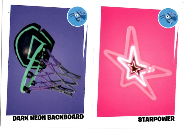 Dark neon backboard / Starpower sticker #48 - Panini Fortnite Golden Frame Series