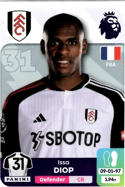 Issa Diop sticker #292 - Panini Premier League 2024 Stickers