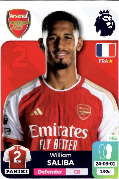 William Saliba sticker #55 - Panini Premier League 2024 Stickers