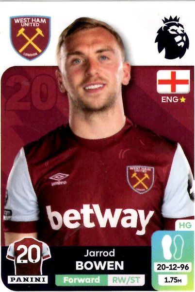 Jarrod Bowen sticker #598 - Panini Premier League 2024 Stickers