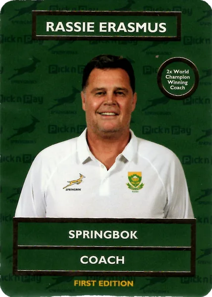 Rassie Erasmus card #ERASMUS - Pick n Pay Springbok Collectaboks