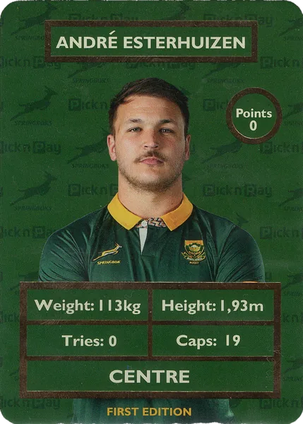 Andre Esterhuizen card #ESTERHUIZEN - Pick n Pay Springbok Collectaboks 2025