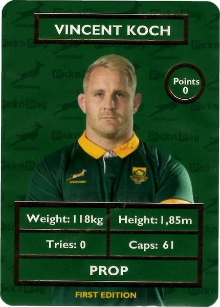 Vincent Koch card #KOCH - Pick n Pay Springbok Collectaboks 2025