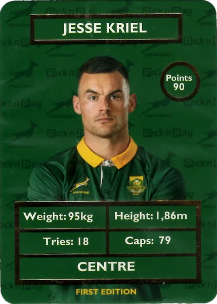 Jesse Kriel card #KRIEL - Pick n Pay Springbok Collectaboks 2025