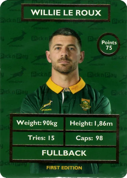 Willie le Roux card #LEROUX - Pick n Pay Springbok Collectaboks 2025