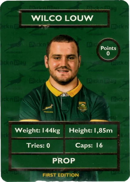 Wilco Louw card #LOUW - Pick n Pay Springbok Collectaboks 2025