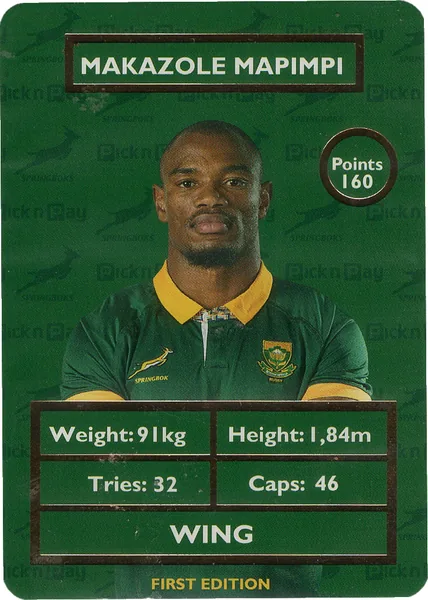 Makazole Mapimpi card #MAPIMPI - Pick n Pay Springbok Collectaboks