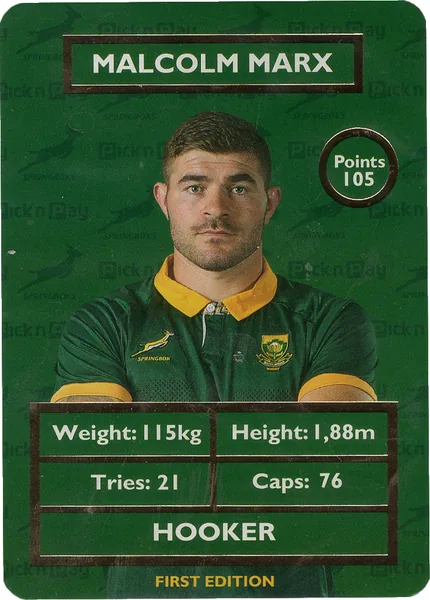 Malcolm Marx card #MARX - Pick n Pay Springbok Collectaboks