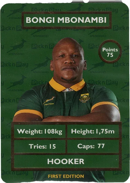 Bongi Mbonambi card #MBONAMBI - Pick n Pay Springbok Collectaboks