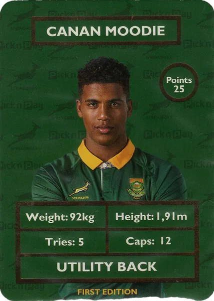 Canan Moodie card #MOODIE - Pick n Pay Springbok Collectaboks