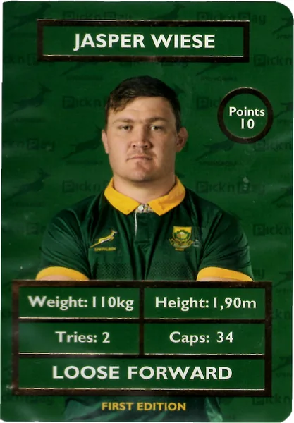 Jasper Wiese card #WIESE - Pick n Pay Springbok Collectaboks