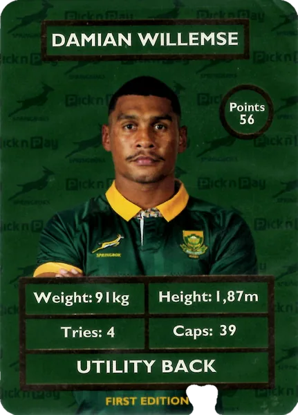 Damian Willemse card #WILLEMSE - Pick n Pay Springbok Collectaboks