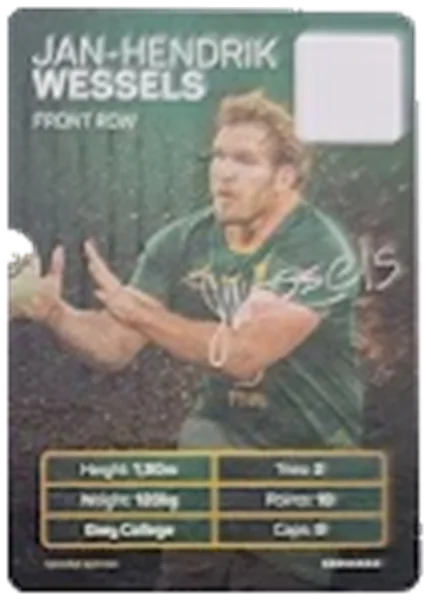 Jan-Hendrik Wessels card #WESSELS - Pick n Pay Springbok Collectaboks 2026