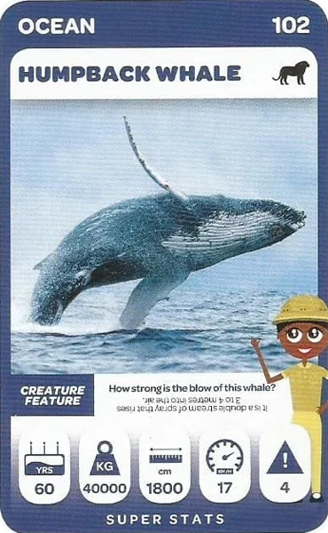 Humpback Whale card #102 - Pick n Pay South African Super Animals