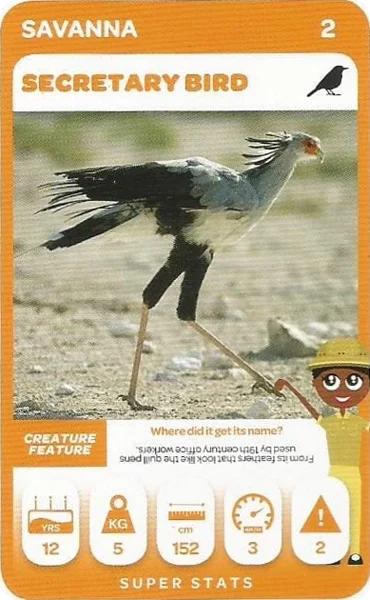 Secretary Bird card #2 - Pick n Pay South African Super Animals