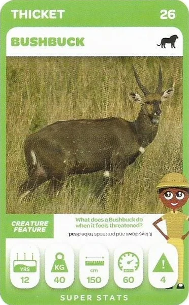 Bushbuck card #26 - Pick n Pay South African Super Animals