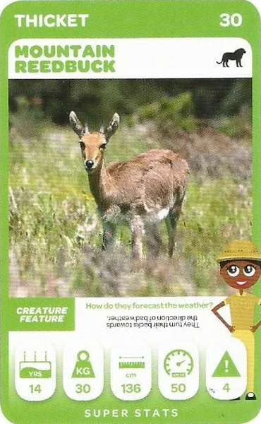 Mountain Reedbuck card #30 - Pick n Pay South African Super Animals