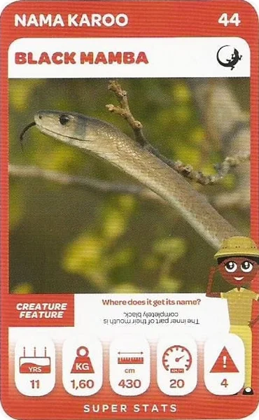 Black Mamba card #44 - Pick n Pay South African Super Animals