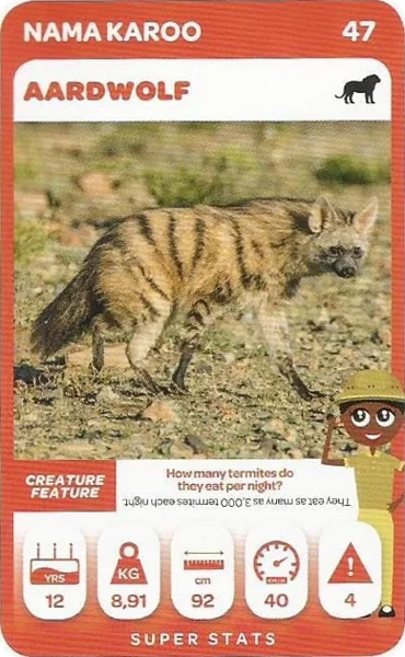 Aardwolf card #47 - Pick n Pay South African Super Animals