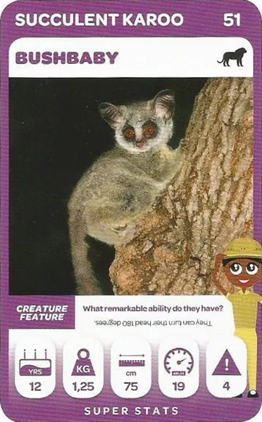 Bushbaby card #51 - Pick n Pay South African Super Animals