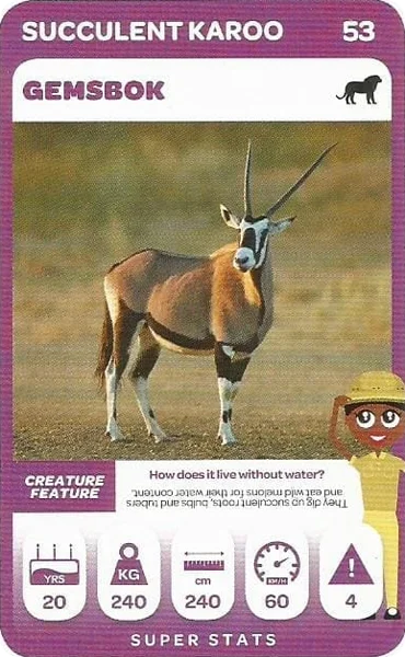 Gemsbok card #53 - Pick n Pay South African Super Animals