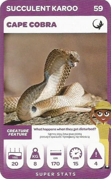Cape Cobra card #59 - Pick n Pay South African Super Animals
