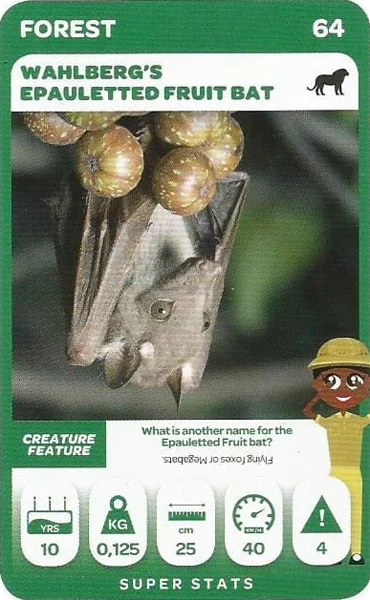 Wahlberg's Epauletted Fruit Bat card #64 - Pick n Pay South African Super Animals