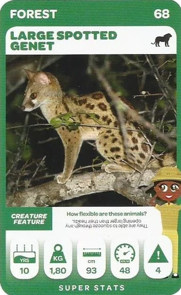 Large Spotted Genet card #68 - Pick n Pay South African Super Animals