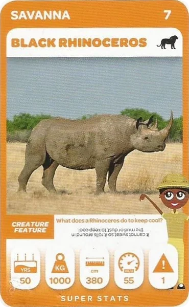 Black Rhinoceros card #7 - Pick n Pay South African Super Animals