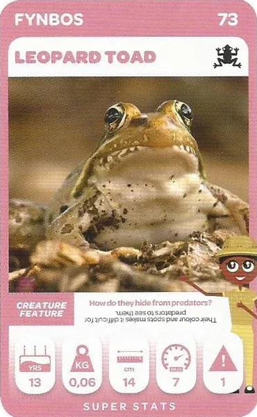Leopard Toad card #73 - Pick n Pay South African Super Animals