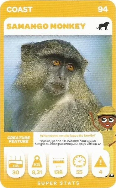 Samango Monkey card #94 - Pick n Pay South African Super Animals