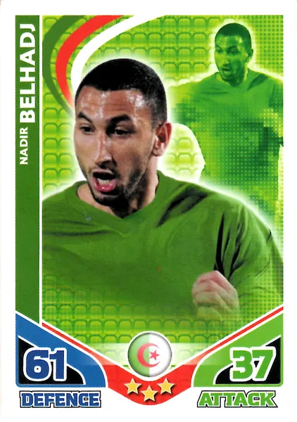 Nadir Belhadj card #1 - Topps Match Attax England 2010