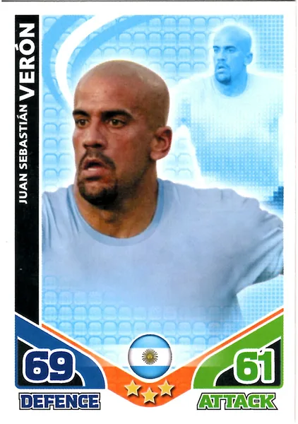 Juan Sebastian Veron card #10 - Topps Match Attax England 2010