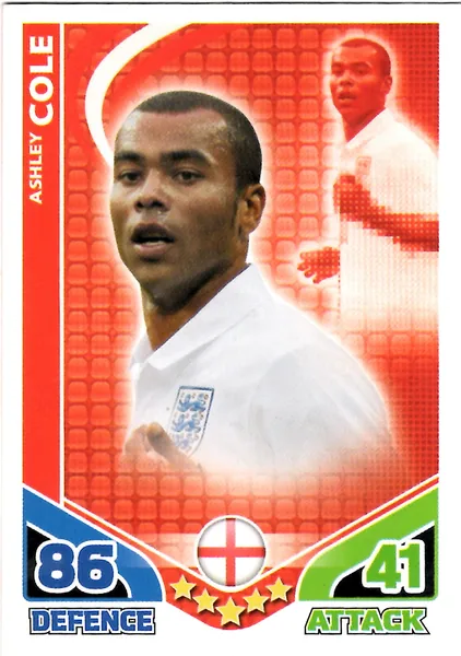 Ashley Cole card #58 - Topps Match Attax England 2010