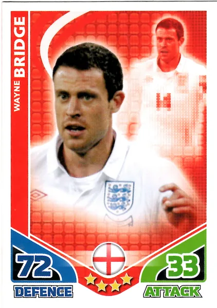 Wayne Bridge card #63 - Topps Match Attax England 2010