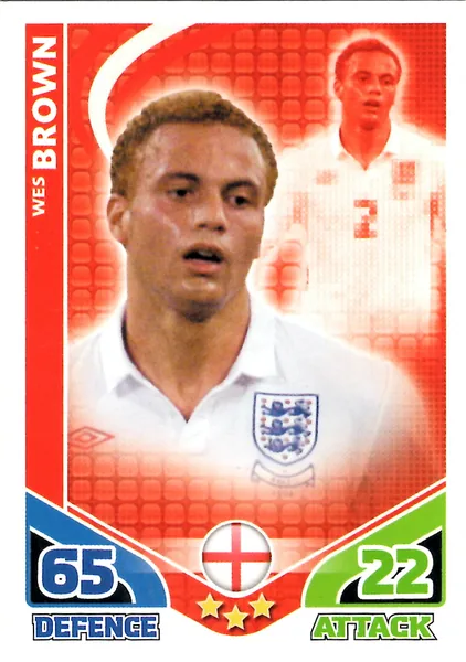 Wes Brown card #64 - Topps Match Attax England 2010