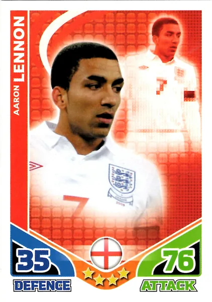 Aaron Lennon card #65 - Topps Match Attax England 2010