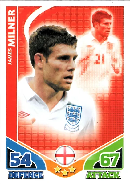 James Milner card #69 - Topps Match Attax England 2010